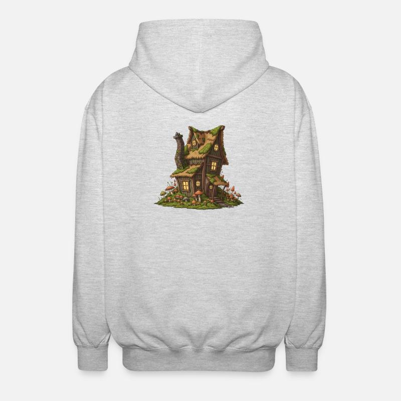 Fabuleuse maison forestière avec champignons - Veste à capuche unisexe - gris clair chiné