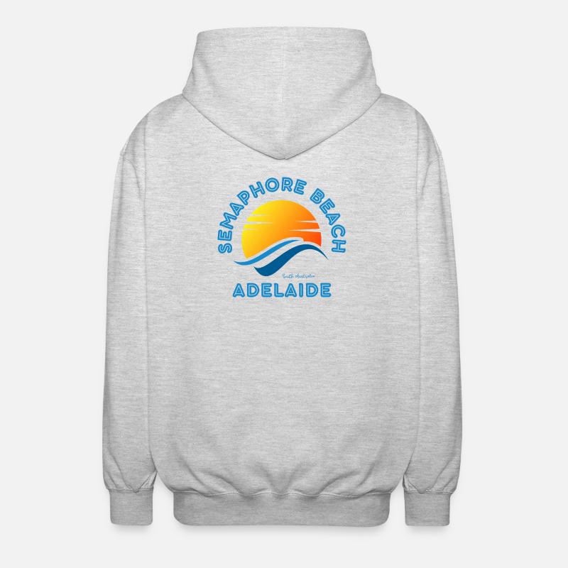Semaphore Beach Adelaide Sunset - Unisex Hooded Jacket - light heather grey