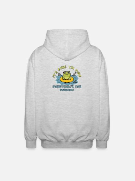 Humorous frog on swollen root - Unisex Hooded Jacket - light heather grey