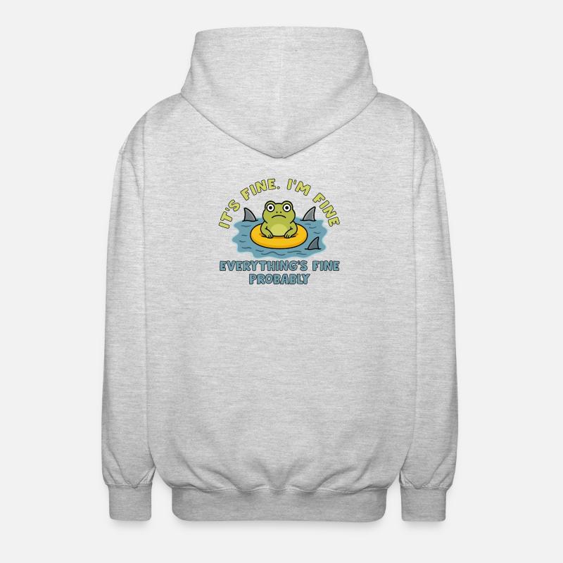 Humorous frog on swollen root - Unisex Hooded Jacket - light heather grey