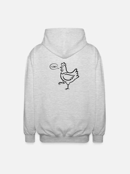 Proud chicken with F-CAW-F comic saying - Unisex Hooded Jacket - light heather grey