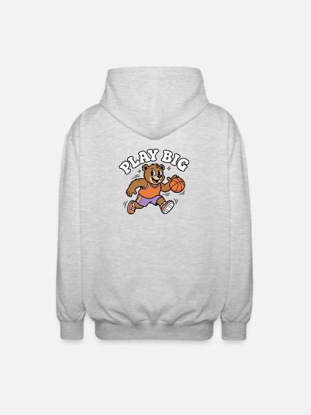Play Big Bär Basketball - Unisex Kapuzenjacke - Hellgrau meliert
