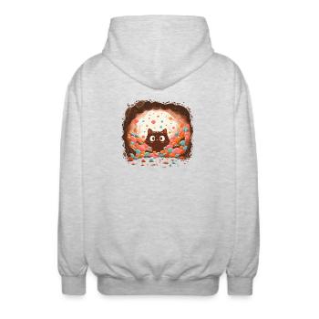 Katzentraum im Zuckerkreisel - Unisex Kapuzenjacke - Hellgrau meliert - Hinten - AI Model Male 185 light (185cm)
