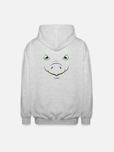T-Rex Gesicht Tyrannosaurus Rex Dinosaurier-DIY-Kostüm - Unisex Kapuzenjacke - Hellgrau meliert