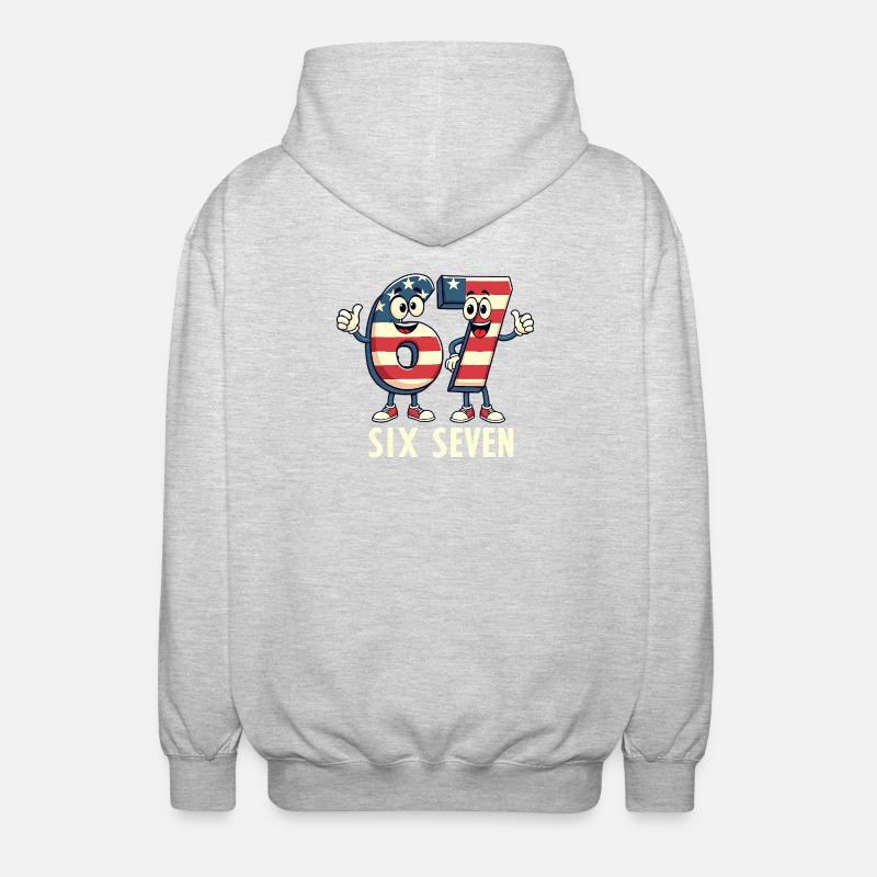 US Flag 67 Memes Six Seven - Unisex Kapuzenjacke - Hellgrau meliert