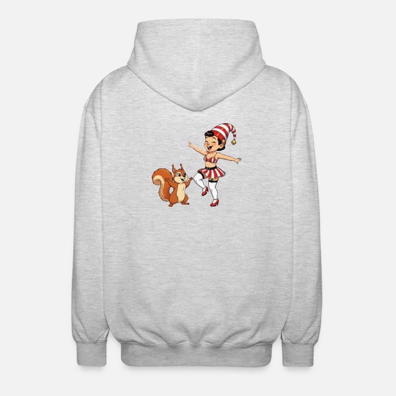Fille lutin avec un écureuil - Veste à capuche unisexe - gris clair chiné