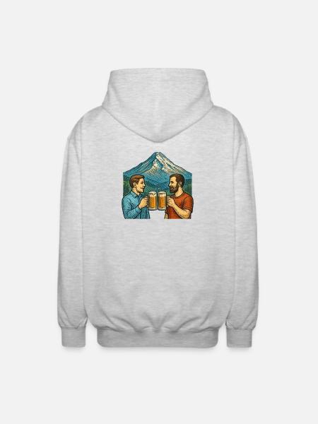 Bergkulisse Bierfreunde Toast - Unisex Kapuzenjacke - Hellgrau meliert