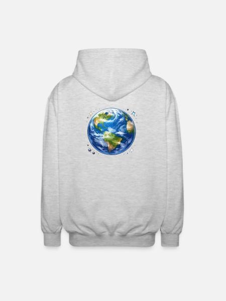 Erde im kosmischen Aquarellstil - Unisex Kapuzenjacke - Hellgrau meliert