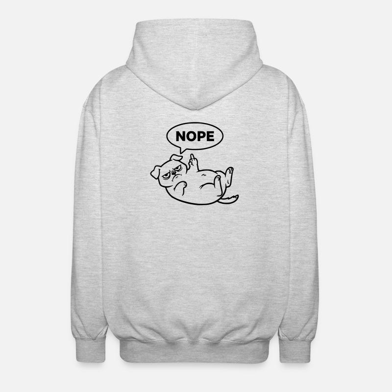Mops Hund Mittelfinger Nein - Unisex Kapuzenjacke - Hellgrau meliert