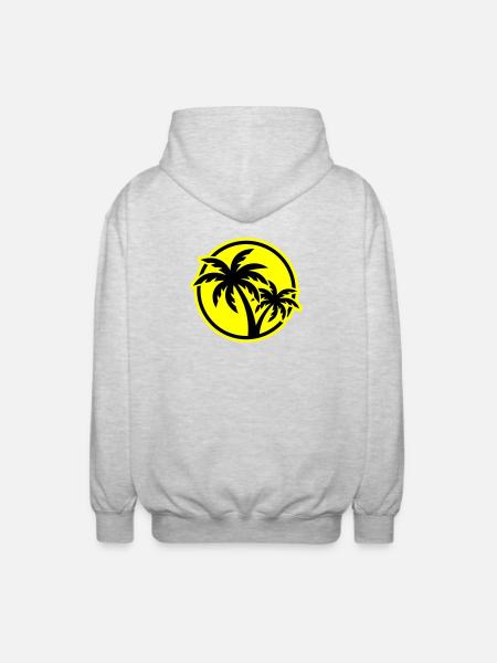 Palm Tree Symbol Beach - Unisex Hooded Jacket - light heather grey