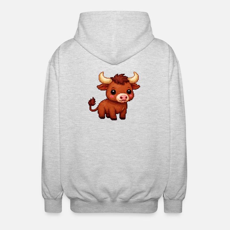 Pixel Taureau Câlin Taureau - Veste à capuche unisexe - gris clair chiné
