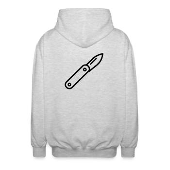 Knife - Unisex Hooded Jacket - light heather grey - Back - AI Model Male 185 light (185cm)