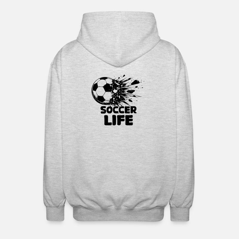 Exploding Football Black Design - Unisex Hooded Jacket - light heather grey