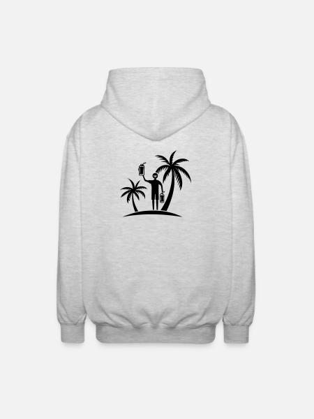 Palmen Symbol Strand Party - Unisex Kapuzenjacke - Hellgrau meliert