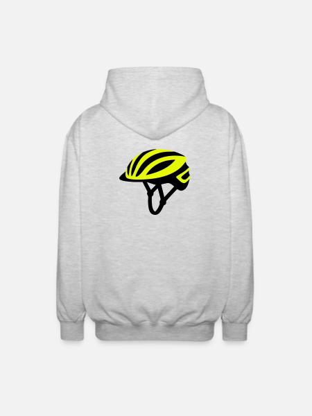 Yellow Bicycle Helmet Graphic - Unisex Hooded Jacket - light heather grey