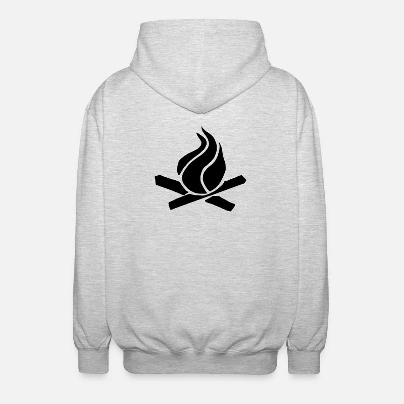 flamme holz grill - Unisex Kapuzenjacke - Hellgrau meliert