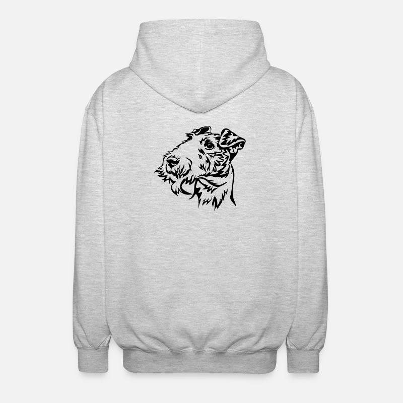 Fox terrier head - Unisex Hooded Jacket - light heather grey