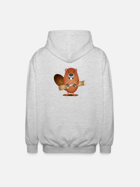 Simpatico castoro roditore con legno rosicchiato - Felpa unisex con cappuccio - grigio chiaro melange