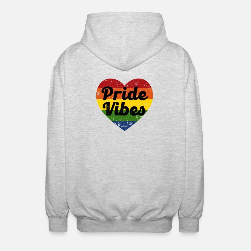 Pride Vibes Herz-Design - Unisex Kapuzenjacke - Hellgrau meliert
