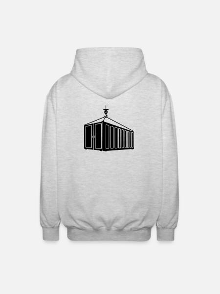 Sea container on hook crane logo - Unisex Hooded Jacket - light heather grey