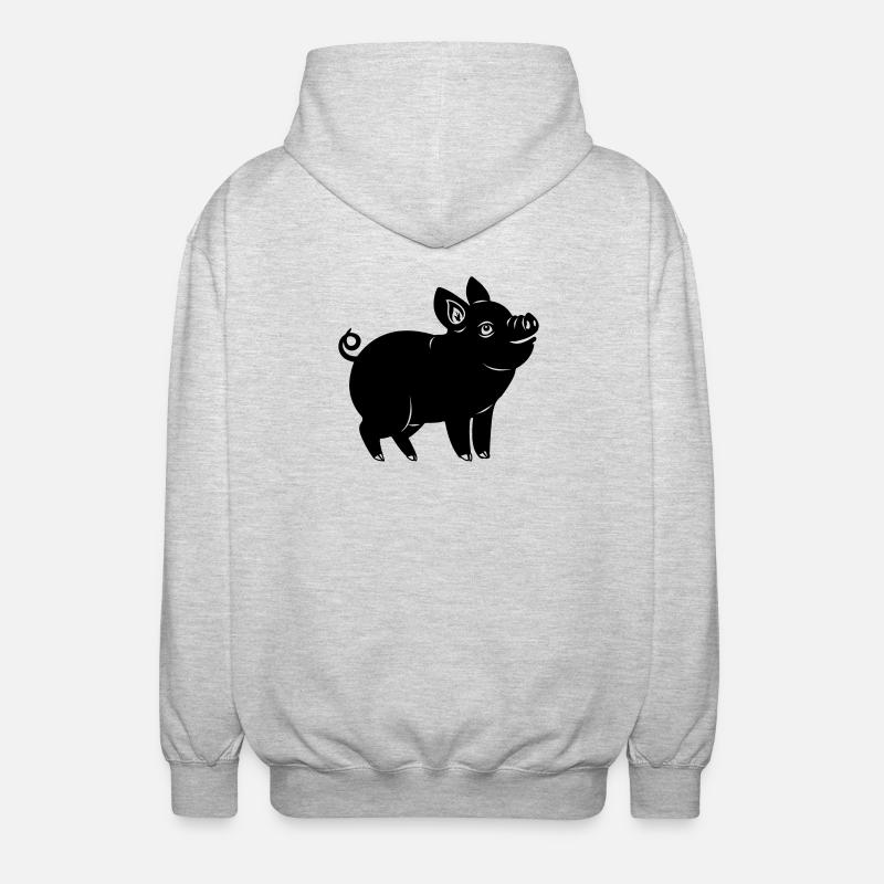 Logo joyeux de cochon Image d’ombre - Veste à capuche unisexe - gris clair chiné