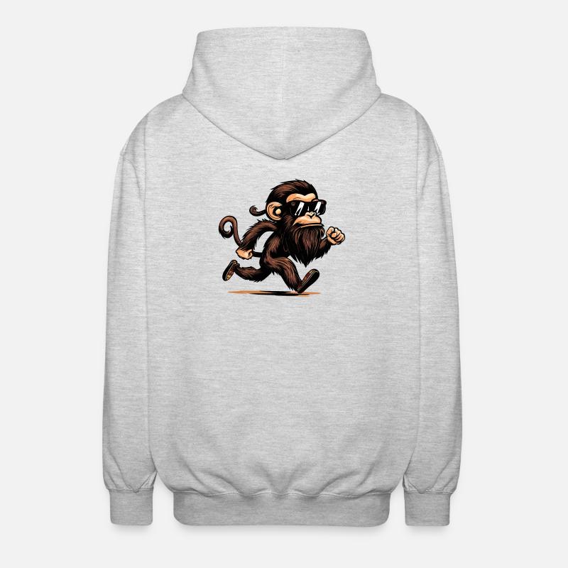 Singe en cours d’exécution - Veste à capuche unisexe - gris clair chiné