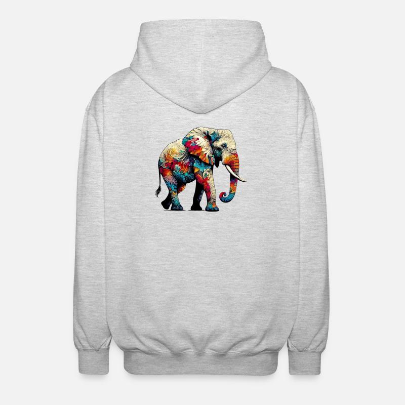 Éléphant - Veste à capuche unisexe - gris clair chiné