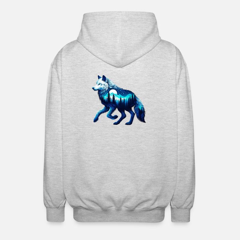 Wolf - Unisex Kapuzenjacke - Hellgrau meliert