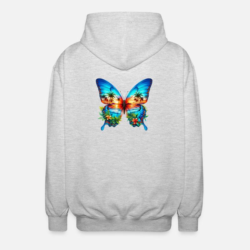 Schmetterling - Unisex Kapuzenjacke - Hellgrau meliert