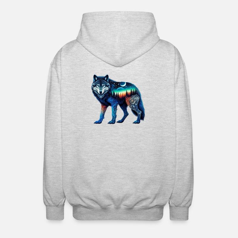 Wolf - Unisex Hooded Jacket - light heather grey