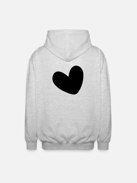Herz einfarbig ausgefüllt - Unisex Kapuzenjacke - Hellgrau meliert