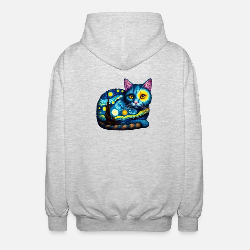 Katze - Unisex Kapuzenjacke - Hellgrau meliert