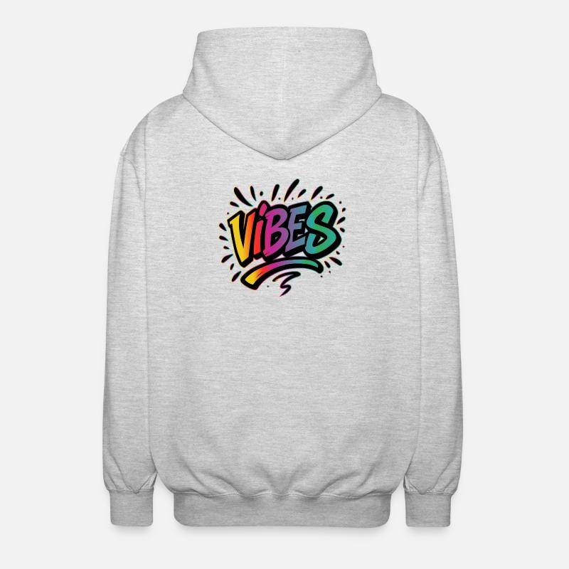VIBES Graffiti Schriftzug – Farbstarkes Statement - Unisex Kapuzenjacke - Hellgrau meliert