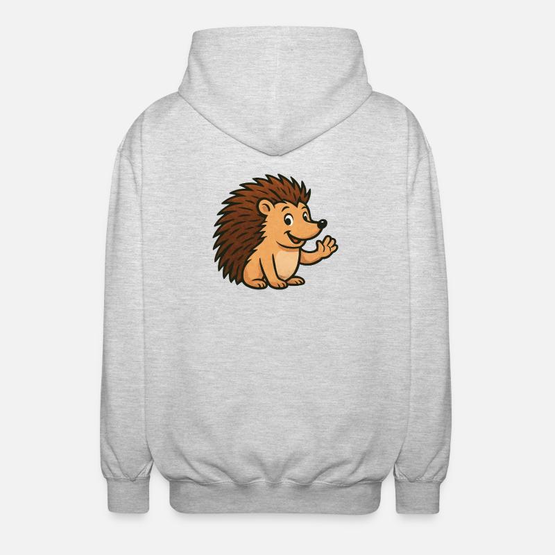 Hérisson mignon avec un visage heureux - Veste à capuche unisexe - gris clair chiné