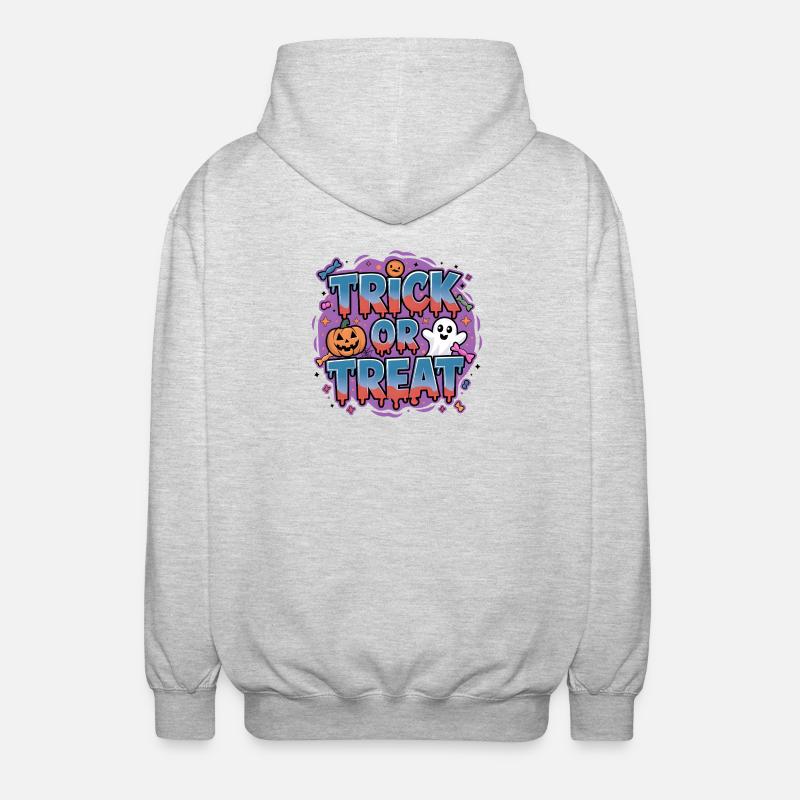 Halloween T-Shirt Süßes oder Saures. - Unisex Kapuzenjacke - Hellgrau meliert