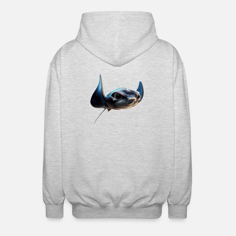 Manta Rochen Teufelsrochen Stachelrochen Taucher - Unisex Kapuzenjacke - Hellgrau meliert