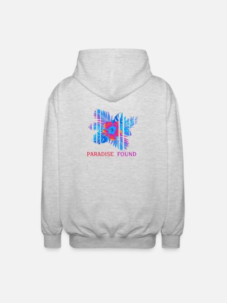 Hibiscus Neon Paradise Found - Unisex Hooded Jacket - light heather grey