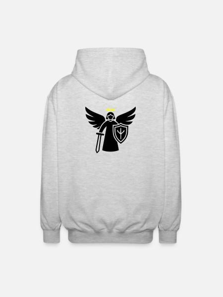 krieger engel piktogramm schild - Unisex Kapuzenjacke - Hellgrau meliert
