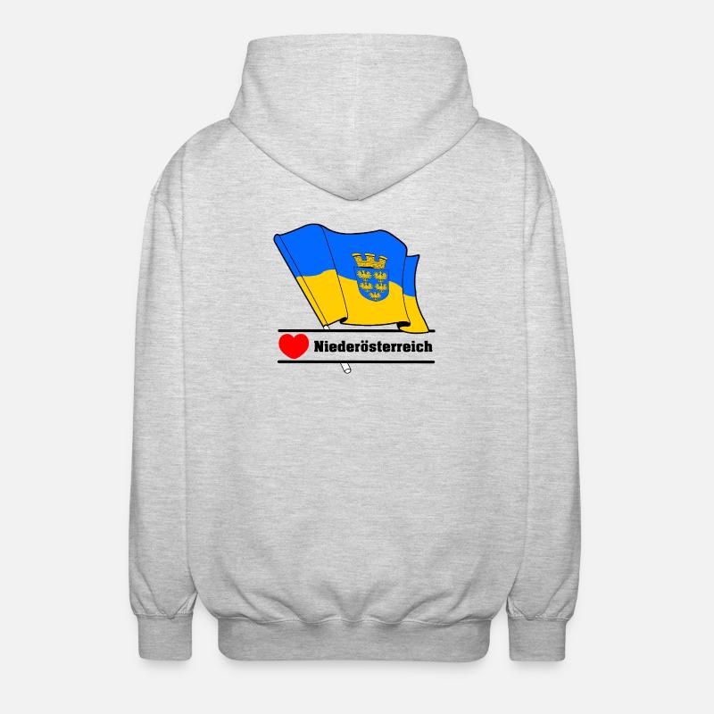 Drapeau de Basse-Autriche avec cœur - Veste à capuche unisexe - gris clair chiné