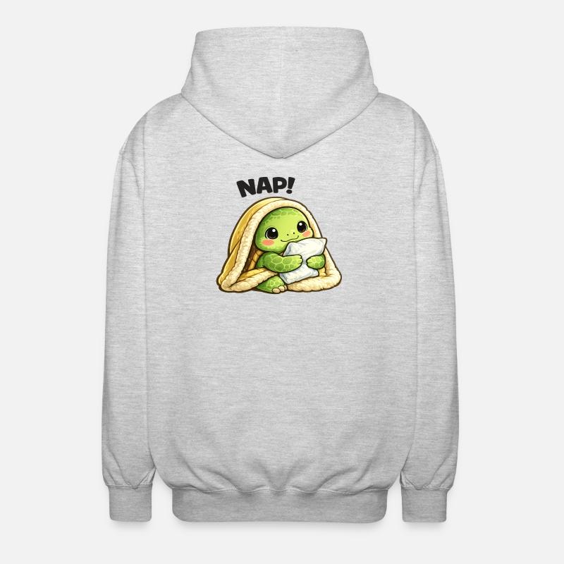 Cuddly turtle under blanket - Unisex Hooded Jacket - light heather grey