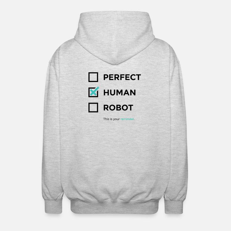 Perfect Human Robot – Minimal Checkbox Statement - Unisex Kapuzenjacke - Hellgrau meliert
