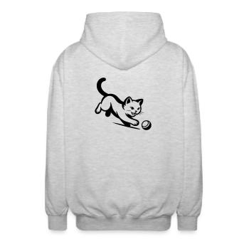 Katze - Unisex Kapuzenjacke - Hellgrau meliert - Hinten - AI Model Male 185 light (185cm)