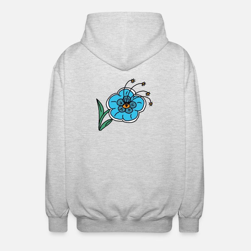 Handgezeichnete blaue Blume Kinder Kind - Unisex Kapuzenjacke - Hellgrau meliert
