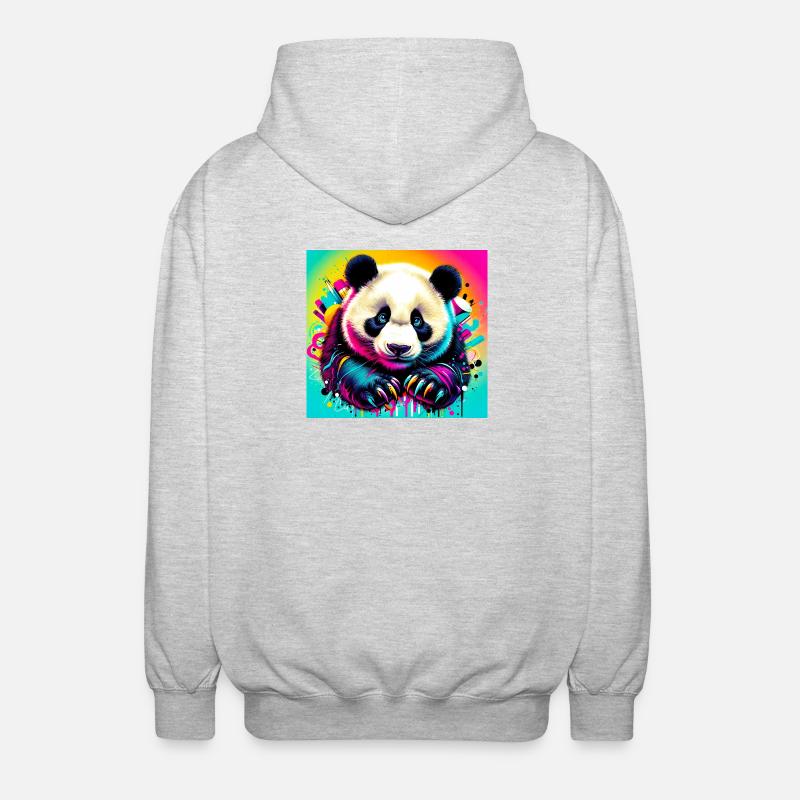 Panda - Unisex Kapuzenjacke - Hellgrau meliert