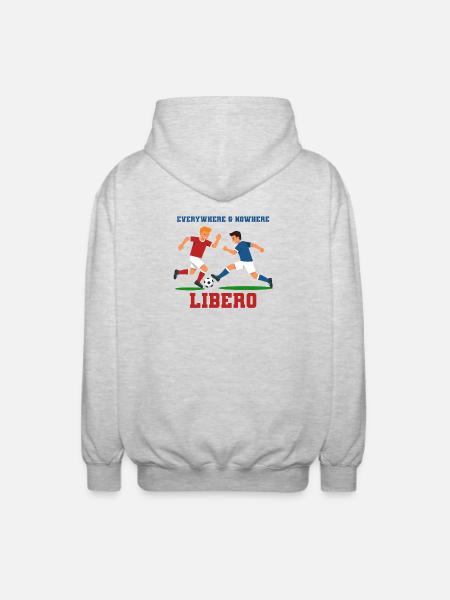 Libero Soccer Duel Illustration - Unisex Hooded Jacket - light heather grey