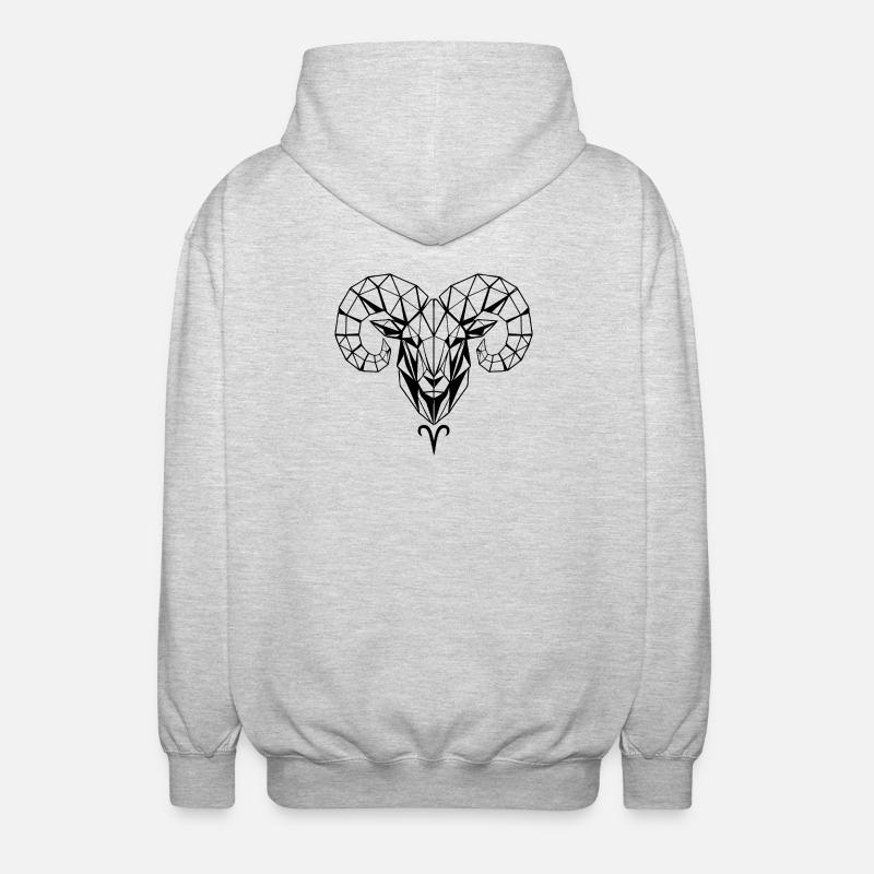 Geometric Ram – Strength & Courage - Unisex Hooded Jacket - light heather grey