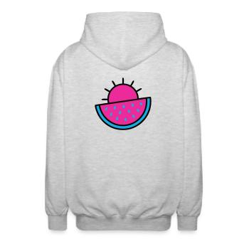 Watermelon Sun 90s Pop Art - Unisex Hooded Jacket - light heather grey - Back - AI Model Male 185 light (185cm)