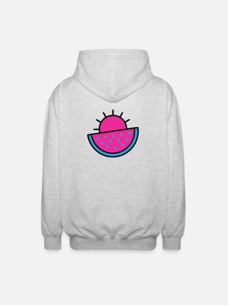 Watermelon Sun 90s Pop Art - Unisex Hooded Jacket - light heather grey