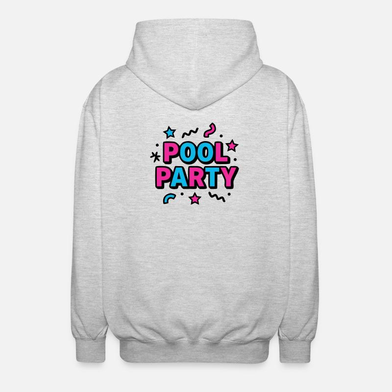 Pool Party 90er Schriftzug - Unisex Kapuzenjacke - Hellgrau meliert