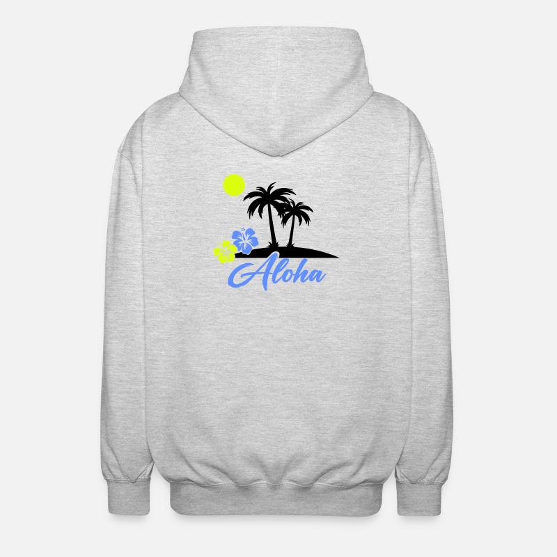 Aloha Hibiscus Neon Script - Unisex Hooded Jacket - light heather grey